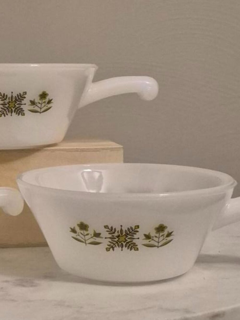 Three Anchor Hocking Fire King Soup Bowls